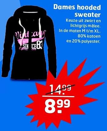 Aanbiedingen Dames hooded sweater - Huismerk - Trekpleister - Geldig van 10/02/2015 tot 15/02/2015 bij Trekpleister