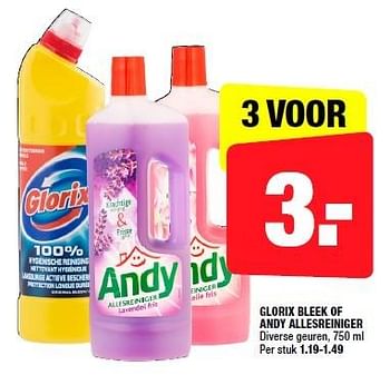 Aanbiedingen Glorix bleek of andy allesreiniger - Andy - Geldig van 09/02/2015 tot 22/02/2015 bij Big Bazar