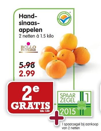 Aanbiedingen Hand- sinaas- appelen - Huismerk - Em-té - Geldig van 15/02/2015 tot 21/02/2015 bij Em-té