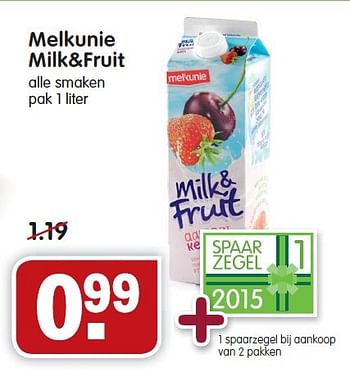 Aanbiedingen Melkunie milk+fruit - Melkunie - Geldig van 15/02/2015 tot 21/02/2015 bij Em-té