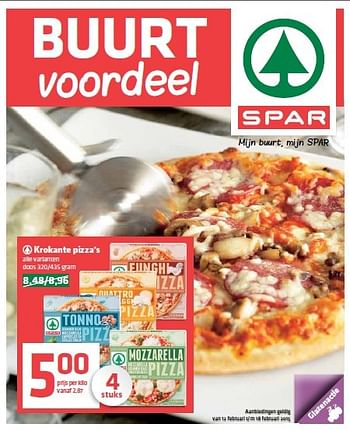 Aanbiedingen Krokante pizza`s - Spar - Geldig van 12/02/2015 tot 18/02/2015 bij Spar
