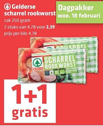 Aanbiedingen Gelderse scharrel rookworst - Spar - Geldig van 12/02/2015 tot 18/02/2015 bij Spar