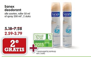 Aanbiedingen Sanex deodorant - Sanex - Geldig van 15/02/2015 tot 21/02/2015 bij Em-té