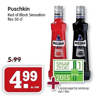 Aanbiedingen Puschkin red of black sensation - Puschkin - Geldig van 15/02/2015 tot 21/02/2015 bij Em-té