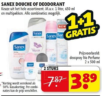 Aanbiedingen Sanex douche of deodorant - Sanex - Geldig van 17/02/2015 tot 22/02/2015 bij Kruidvat