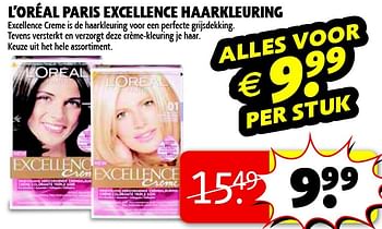 Aanbiedingen L`oréal paris excellence haarkleuring - L'Oreal Paris - Geldig van 17/02/2015 tot 22/02/2015 bij Kruidvat