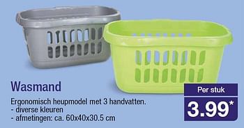 Aanbiedingen Wasmand ergonomisch heupmodel met 3 handvatten - Huismerk - Aldi - Geldig van 18/02/2015 tot 24/02/2015 bij Aldi