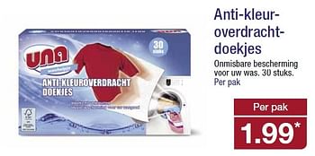 Aanbiedingen Anti-kleur- overdrachtdoekjes - Una - Geldig van 18/02/2015 tot 24/02/2015 bij Aldi