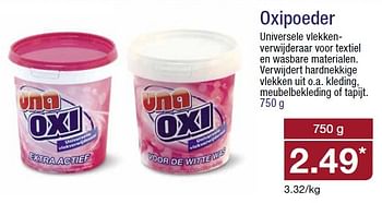 Aanbiedingen Oxipoeder universele vlekkenverwijderaar voor textiel - Una - Geldig van 18/02/2015 tot 24/02/2015 bij Aldi