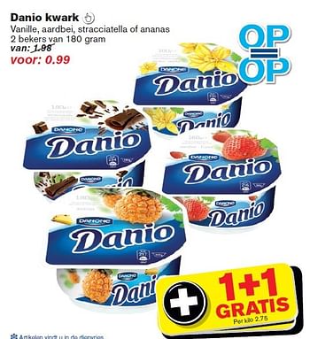 Aanbiedingen Danio kwark  vanille, aardbei, stracciatella of ananas - Danio - Geldig van 18/02/2015 tot 24/02/2015 bij Hoogvliet