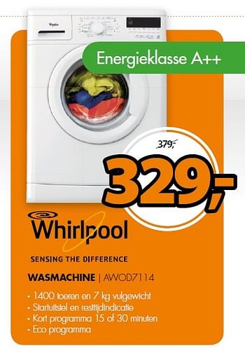 Aanbiedingen Whirlpool wasmachine - Whirlpool - Geldig van 16/02/2015 tot 22/02/2015 bij Expert