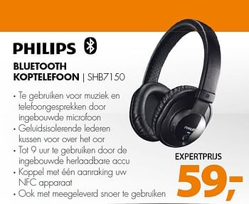 Aanbiedingen Philips bluetooth koptelefoon - Philips - Geldig van 16/02/2015 tot 22/02/2015 bij Expert
