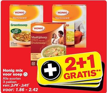 Aanbiedingen Honig mix voor soep - Honig - Geldig van 18/02/2015 tot 24/02/2015 bij Hoogvliet