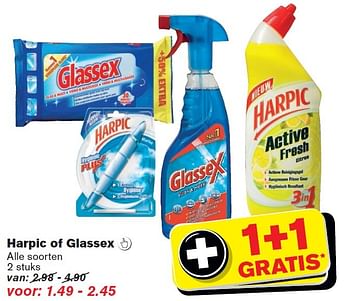 Aanbiedingen Harpic of glassex - Glassex - Geldig van 18/02/2015 tot 24/02/2015 bij Hoogvliet