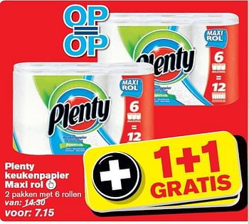 Aanbiedingen Plenty keukenpapier maxi rol  - Plenty - Geldig van 18/02/2015 tot 24/02/2015 bij Hoogvliet