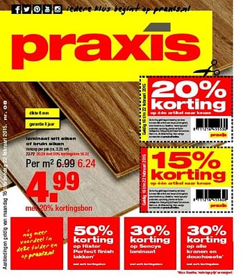 Aanbiedingen Laminaat wit eiken of bruin eiken - Huismerk - Praxis - Geldig van 16/02/2015 tot 22/02/2015 bij Praxis