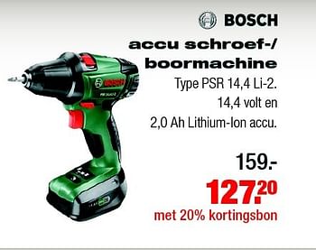 Aanbiedingen Bosch accu schroef-- boormachine - Bosch - Geldig van 16/02/2015 tot 22/02/2015 bij Praxis