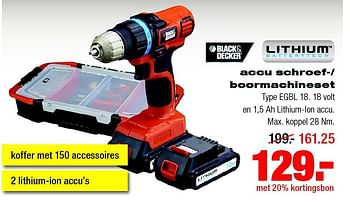 Aanbiedingen Black + decker accu schroef-- boormachineset - Black &amp; Decker - Geldig van 16/02/2015 tot 22/02/2015 bij Praxis