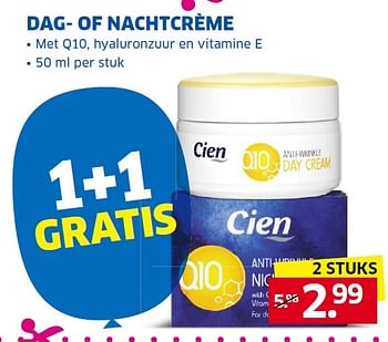 Aanbiedingen Dag- of nachtcrème - Cien - Geldig van 16/02/2015 tot 22/02/2015 bij Lidl