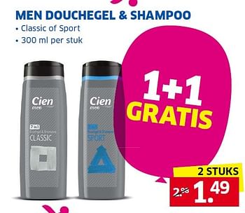 Aanbiedingen Men douchegel + shampoo - Cien - Geldig van 16/02/2015 tot 22/02/2015 bij Lidl