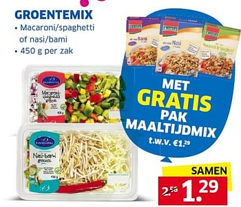 Aanbiedingen Groentemix macaroni-spaghetti of nasi-bami - Huismerk - Lidl - Geldig van 16/02/2015 tot 22/02/2015 bij Lidl