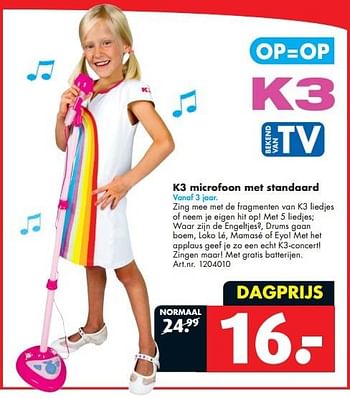 Aanbiedingen K3 microfoon met standaard - K3 - Geldig van 14/02/2015 tot 01/03/2015 bij Bart Smit