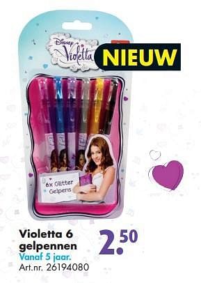 Aanbiedingen Violetta 6 gelpennen - Disney - Geldig van 14/02/2015 tot 01/03/2015 bij Bart Smit