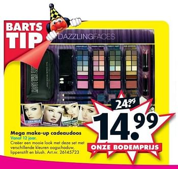 Aanbiedingen Mega make-up cadeaudoos - Dazzling Faces - Geldig van 14/02/2015 tot 01/03/2015 bij Bart Smit