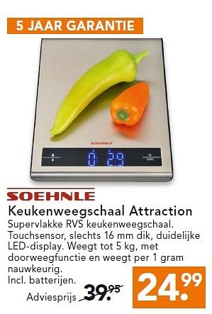 Aanbiedingen Soehnle keukenweegschaal attraction - Soehnle - Geldig van 16/02/2015 tot 25/02/2015 bij Blokker