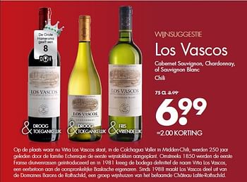 Aanbiedingen Los vascos cabernet sauvignon, chardonnay, of sauvignon blanc chili - Rode wijnen - Geldig van 15/02/2015 tot 28/02/2015 bij Mitra