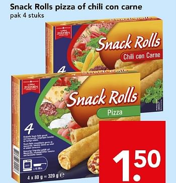 Aanbiedingen Snack rolls pizza of con carne - Huismerk deen supermarkt - Geldig van 22/02/2015 tot 28/02/2015 bij Deen Supermarkten