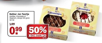 Aanbiedingen Bakker jan taartje aardbei, chocolade of slagroom - Bakkerjan - Geldig van 22/02/2015 tot 28/02/2015 bij Em-té
