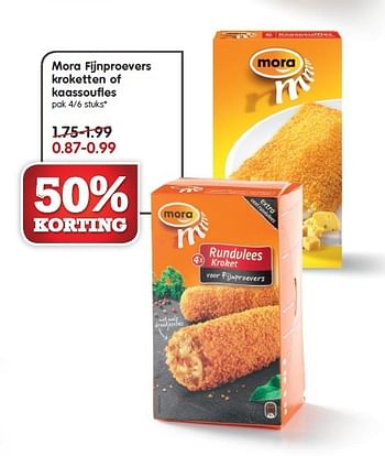 Aanbiedingen Mora fijnproevers kroketten of kaassoufles - Mora - Geldig van 22/02/2015 tot 28/02/2015 bij Em-té