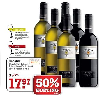 Aanbiedingen Denatile chardonnay grillo of shiraz nero d`avola, italië - Witte wijnen - Geldig van 22/02/2015 tot 28/02/2015 bij Em-té