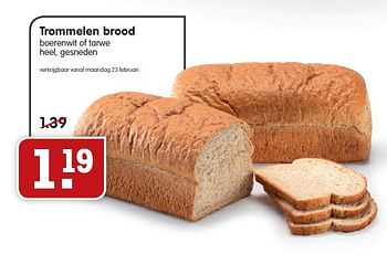 Aanbiedingen Trommelen brood boerenwit of tarwe heel, gesneden - Trommelen - Geldig van 22/02/2015 tot 28/02/2015 bij Em-té