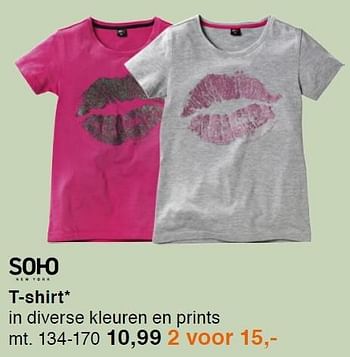 Aanbiedingen T-shirt in diverse kleuren en prints - Soho New York - Geldig van 16/02/2015 tot 01/03/2015 bij Vroom & Dreesman