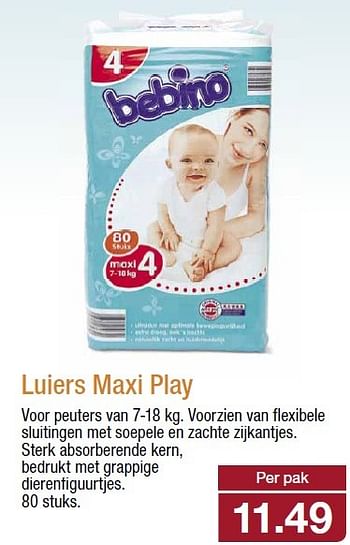 Aanbiedingen Luiers maxi play - Bebino - Geldig van 25/02/2015 tot 03/03/2015 bij Aldi