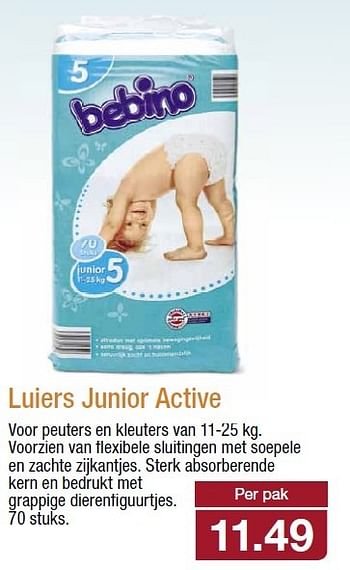 Aanbiedingen Luiers junior active - Bebino - Geldig van 25/02/2015 tot 03/03/2015 bij Aldi