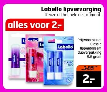 Aanbiedingen Labello lipverzorging - Labello - Geldig van 24/02/2015 tot 01/03/2015 bij Trekpleister
