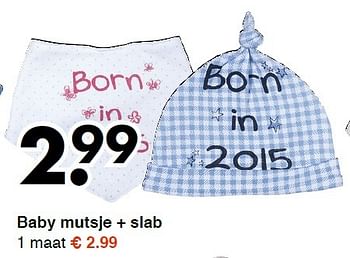 Aanbiedingen Baby mutsje + slab - Huismerk - Wibra - Geldig van 23/02/2015 tot 04/03/2015 bij Wibra