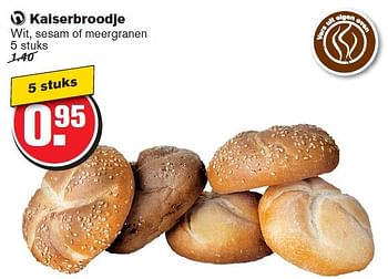 Aanbiedingen Kaiserbroodje wit, sesam of meergranen - Huismerk - Hoogvliet - Geldig van 25/02/2015 tot 03/03/2015 bij Hoogvliet