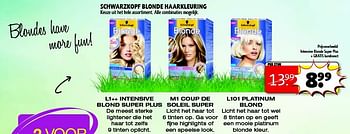 Aanbiedingen Schwarzkopf blonde haarkleuring - Schwartzkopf - Geldig van 24/02/2015 tot 08/03/2015 bij Kruidvat