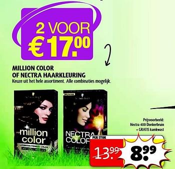 Aanbiedingen Million color of nectra haarkleuring - Schwartzkopf - Geldig van 24/02/2015 tot 08/03/2015 bij Kruidvat