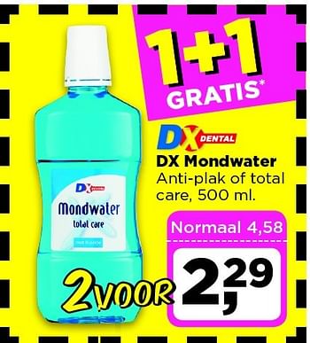 Aanbiedingen Dx mondwater anti-plak of total care - Huismerk - Dirx Drogisterijen - Geldig van 24/02/2015 tot 02/03/2015 bij Dirx Drogisterijen
