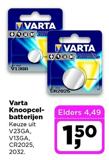 Aanbiedingen Varta knoopcelbatterijen - Varta - Geldig van 24/02/2015 tot 02/03/2015 bij Dirx Drogisterijen