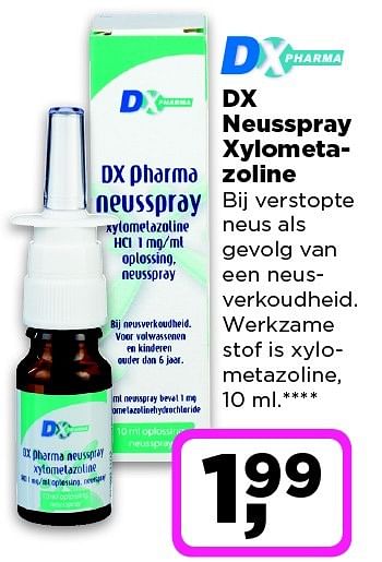 Aanbiedingen Dx neusspray xylometazoline - Huismerk - Dirx Drogisterijen - Geldig van 24/02/2015 tot 02/03/2015 bij Dirx Drogisterijen