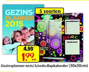Aanbiedingen Gezinsplanner en-of boodschapkalender - Huismerk - Boekenvoordeel - Geldig van 25/02/2015 tot 15/03/2015 bij Boekenvoordeel