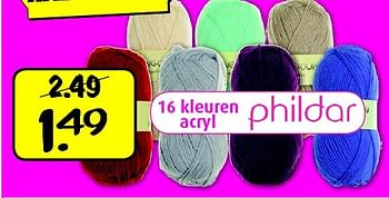Aanbiedingen 16 kleuren acryl - Phildar - Geldig van 25/02/2015 tot 15/03/2015 bij Boekenvoordeel