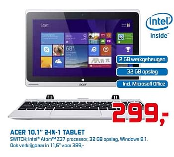 Aanbiedingen Acer 10,1 2-in-1 tablet - Acer - Geldig van 23/02/2015 tot 08/03/2015 bij BCC