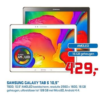 Aanbiedingen Samsung galaxy tab s 10,5 - Samsung - Geldig van 23/02/2015 tot 08/03/2015 bij BCC